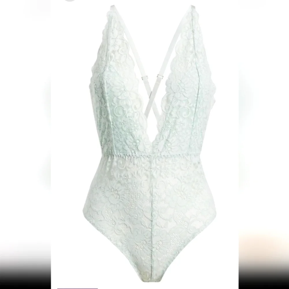 Comin in HAH Lace Bodysuit in Something Blue NEW! L